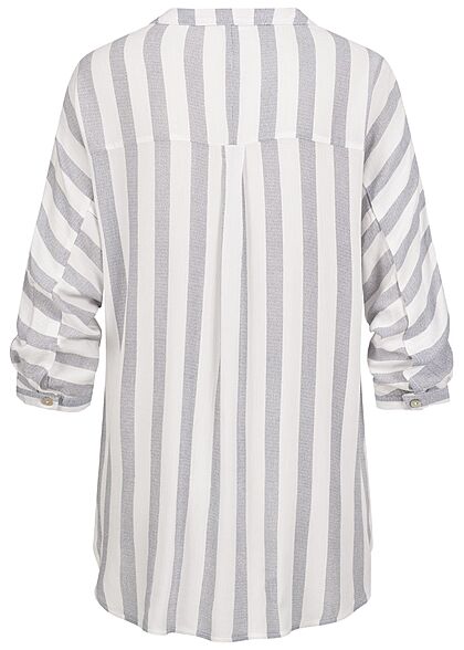 Aiki Dames Viscose Blouse met V-hals knopen en 3/4 mouwen strepen blauw wit