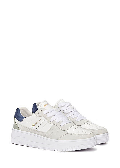 Tom Tailor Denim Dames Plateau Sneaker velours optisch wit grijs