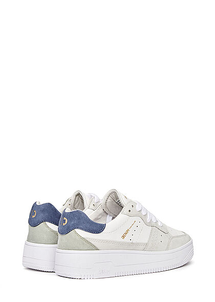 Tom Tailor Denim Dames Plateau Sneaker velours optisch wit grijs