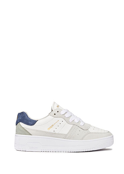 Tom Tailor Denim Dames Plateau Sneaker velours optisch wit grijs
