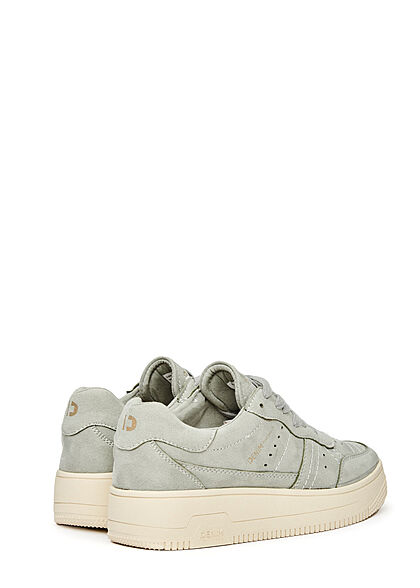 Tom Tailor Denim Dames Plateau Sneaker velours optisch grijs beige