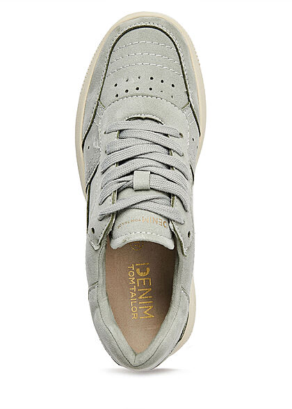 Tom Tailor Denim Dames Plateau Sneaker velours optisch grijs beige