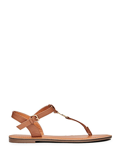 Tom Tailor Dames Sandalen van kunstleder met logo embleem bruin