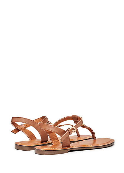 Tom Tailor Dames Sandalen van kunstleder met logo embleem bruin