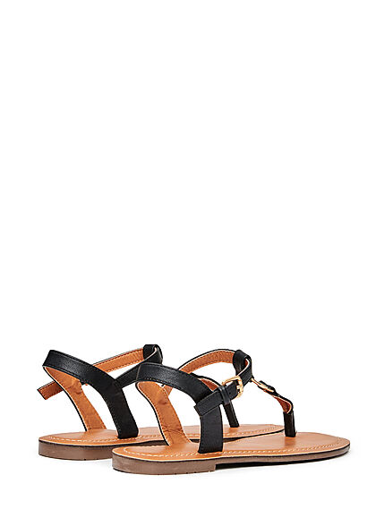 Tom Tailor Dames Sandalen van kunstleder met logo embleem zwart