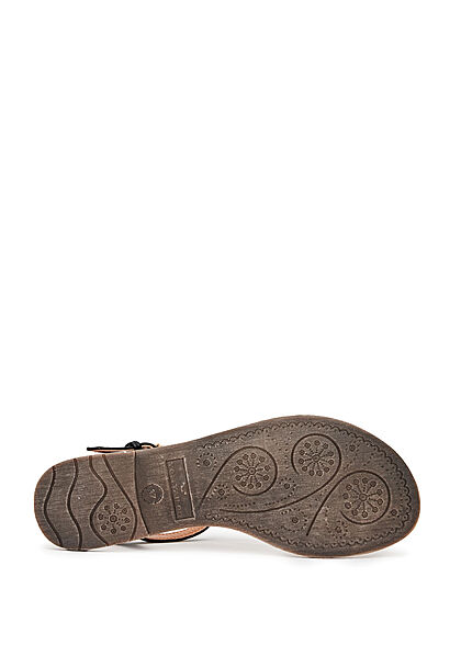 Tom Tailor Dames Sandalen van kunstleder met logo embleem zwart
