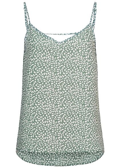 ONLY Dames Blouse met V-hals en structuurstof bladmotief groen