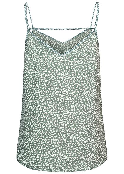 ONLY Dames Blouse met V-hals en structuurstof bladmotief groen
