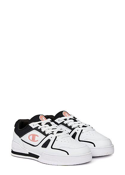 Champion Dames Low Cut Sneaker van kunstleer wit zwart roze