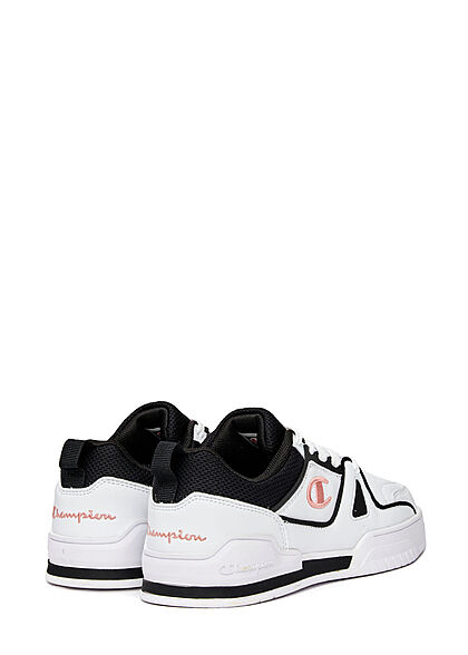 Champion Dames Low Cut Sneaker van kunstleer wit zwart roze