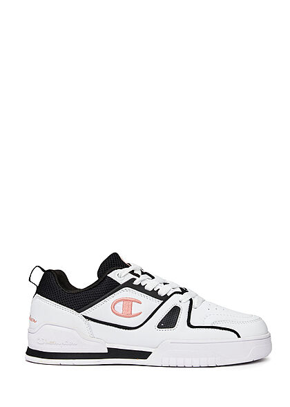 Champion Dames Low Cut Sneaker van kunstleer wit zwart roze