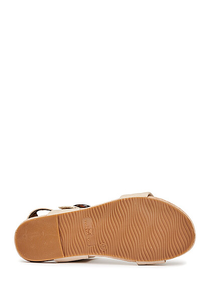 Tom Tailor Dames Sandaal met leo-opdruk en gesp beige