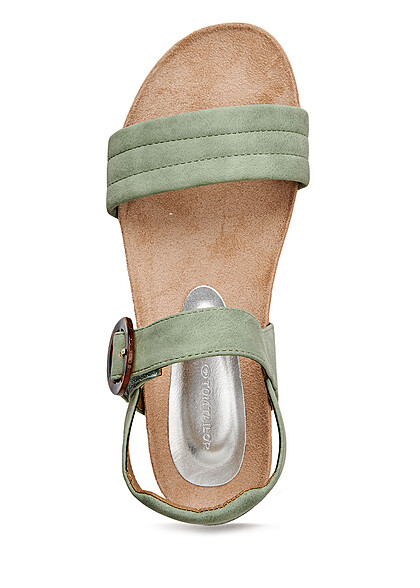 Tom Tailor Dames Sandaal met leo-opdruk en gesp groen