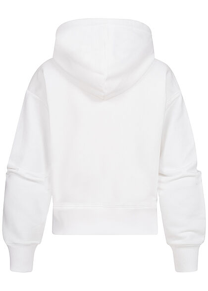 Champion Damen Hoodie mit Logo Multicolor Print Kapuze & Tunnelzug weiss mc