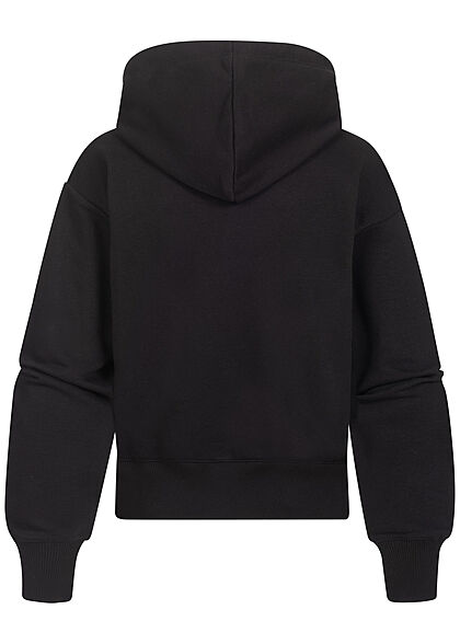 Champion Damen Hoodie mit Logo Multicolor Print Kapuze & Tunnelzug schwarz mc