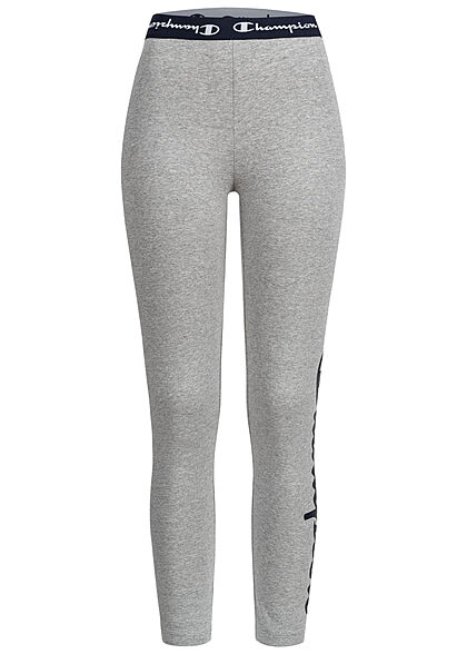 Champion Damen Cropped Leggings mit Logo Print & Gummibund grau