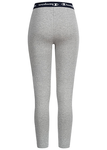 Champion Damen Cropped Leggings mit Logo Print & Gummibund grau