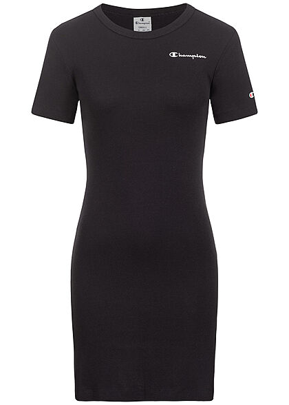 Champion Damen Jersey Kleid Figurbetont mit Logo Print schwarz weiss - Art.-Nr.: 22031028