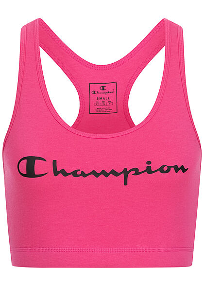 Champion Damen Performance Crop Tank Top Bra mit Logo Print pink