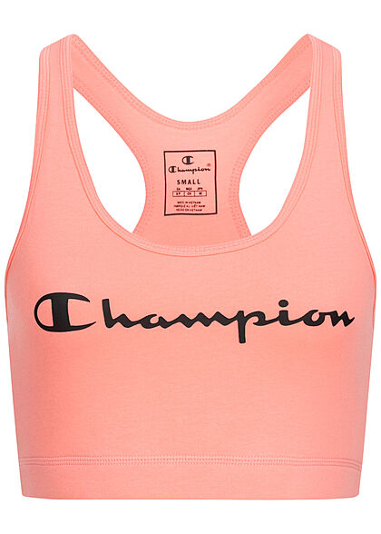 Champion Damen Performance Crop Tank Top Bra mit Logo Print peach orange rose