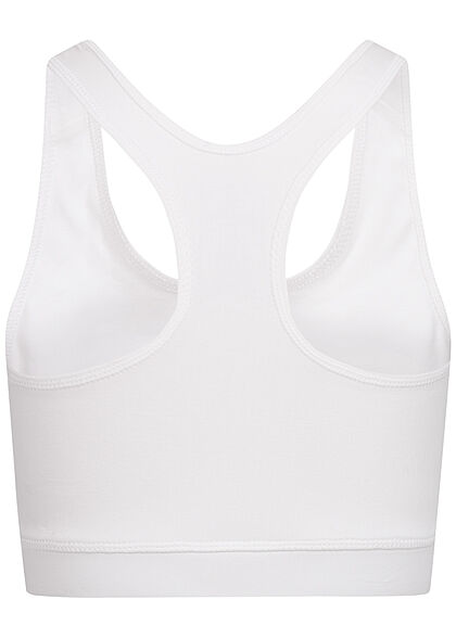 Champion Damen Performance Crop Tank Top Bra Logo Print weiss mc