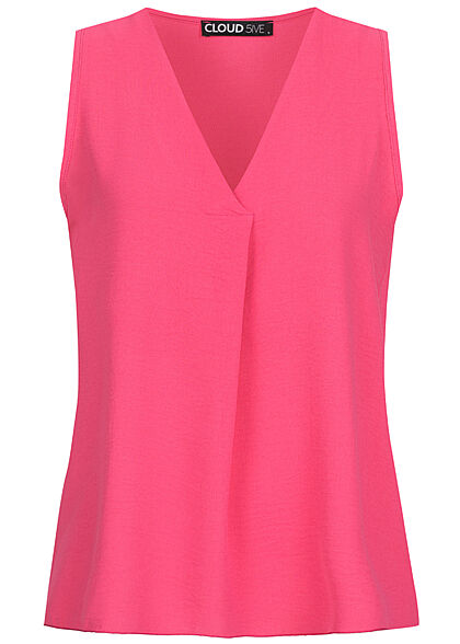 Cloud5ive Dames Blouse met V-hals en structuurstof roze