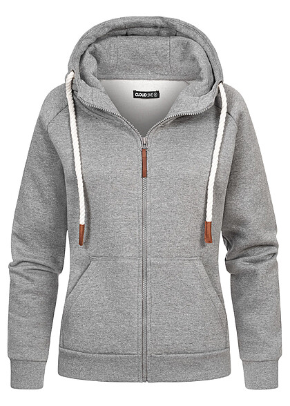 Cloud5ive Dames Sweater Zip-Hoodie met 2 zakken donkergrijs