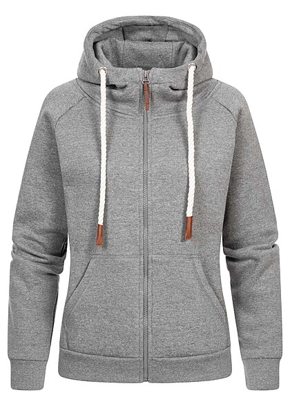 Cloud5ive Dames Sweater Zip-Hoodie met 2 zakken donkergrijs