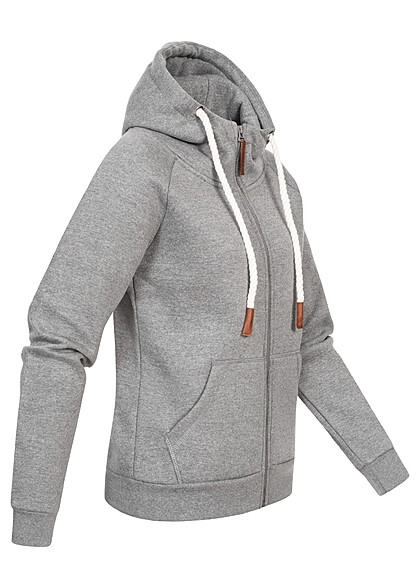 Cloud5ive Dames Sweater Zip-Hoodie met 2 zakken donkergrijs