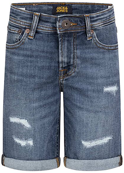 Jack and Jones Junior Jeans Korte broek met 5 zakken vernietigde look marineblauw - Art.-Nr.: 22040005
