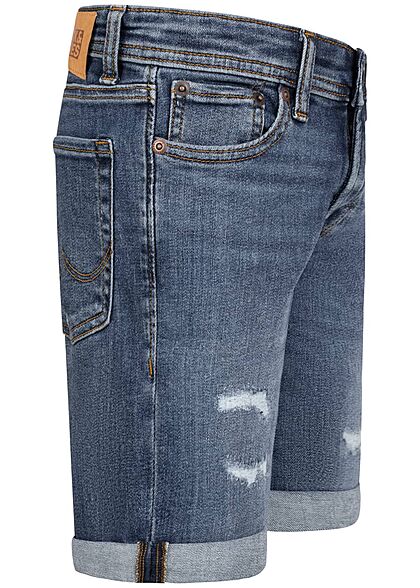 Jack and Jones Junior Jeans Korte broek met 5 zakken vernietigde look marineblauw
