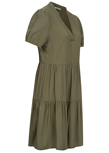 ONLY Dames Viscose Jurk met volant en V-hals groen