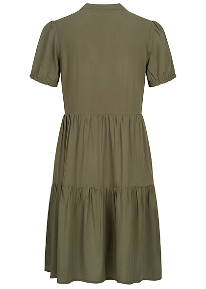 ONLY Dames Viscose Jurk met volant en V-hals groen