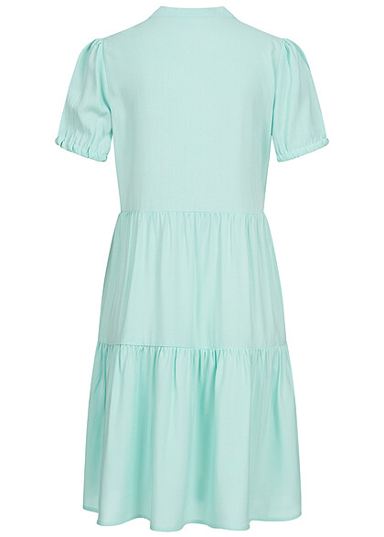 ONLY Dames Viscose Jurk met volant en V-hals pastelturquoise