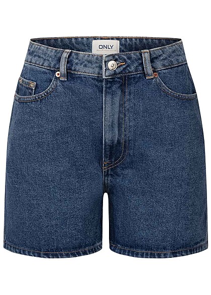 ONLY Dames Jeans Korte broek met 5 zakken medium blauw