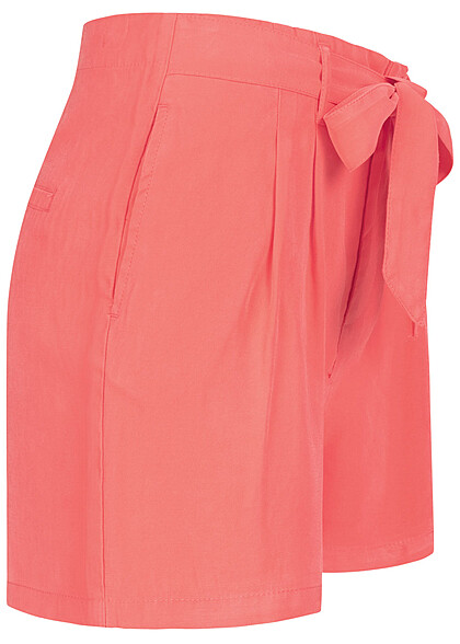 ONLY Dames Korte broek met hoge taille en bindceintuur roze