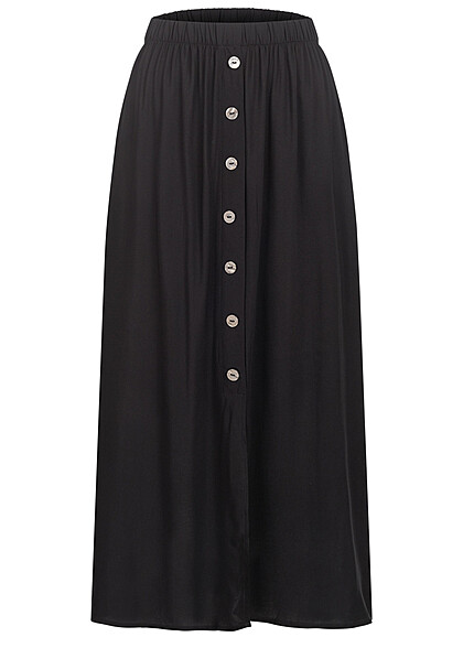 ONLY Dames Viscose Rok in lange vorm met knopen zwart