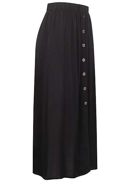 ONLY Dames Viscose Rok in lange vorm met knopen zwart