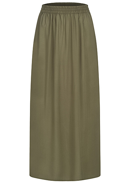 ONLY Dames Lange rok met elastiek in tailleband groen