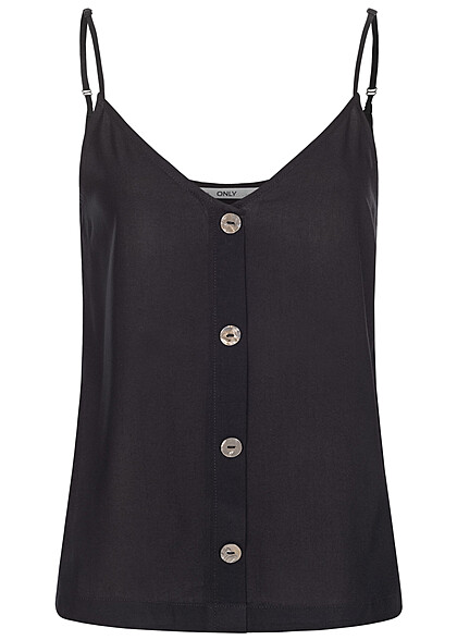 ONLY Dames Top met V-hals en knoppen zwart