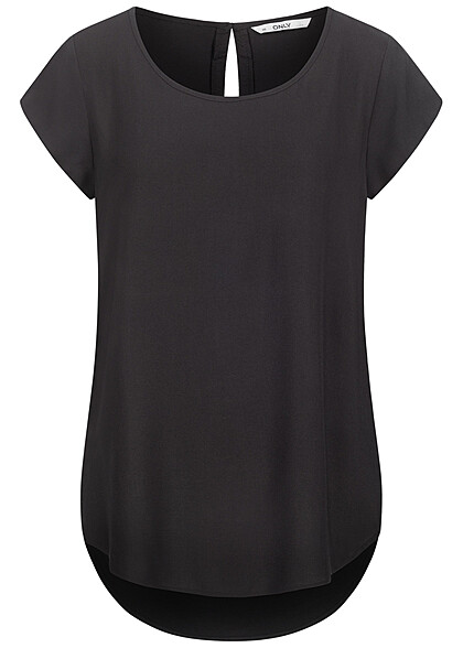 ONLY Dames Viscose Blouse Top met crewneck zwart