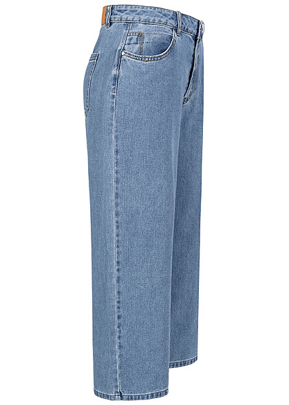 JDY by ONLY Damen Regular Cropped Jeans Hose weites Bein 5-Pockets medium blau denim