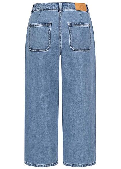 JDY by ONLY Damen Regular Cropped Jeans Hose weites Bein 5-Pockets medium blau denim