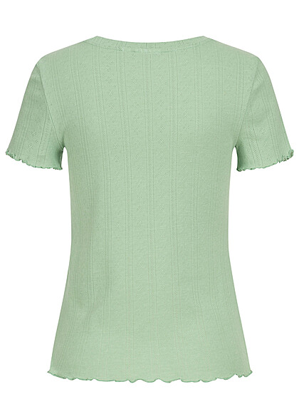 VILA Dames T-shirt met ruches en gaatjespatroon groen