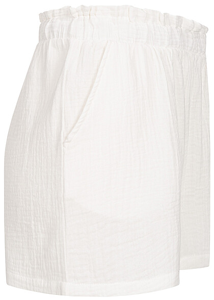 Vero Moda Dames Korte broek met zakken en structuurstof wit