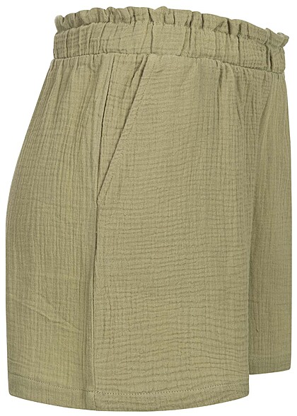 Vero Moda Dames Korte broek met zakken en structuurstof groen