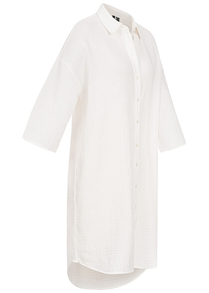 Vero Moda Dames Longform Blouse met knopen en 1/2 mouwen wit