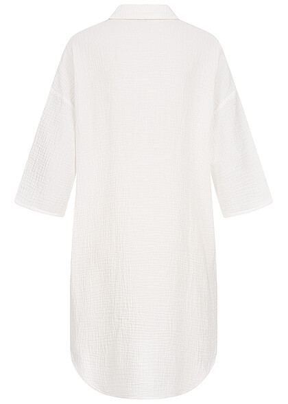 Vero Moda Dames Longform Blouse met knopen en 1/2 mouwen wit