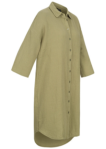 Vero Moda Dames Longform Blouse met knopen en 1/2 mouwen groen