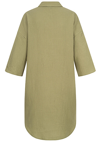 Vero Moda Dames Longform Blouse met knopen en 1/2 mouwen groen